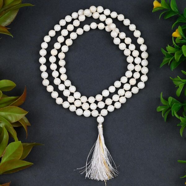 White Coral Knotted Mala